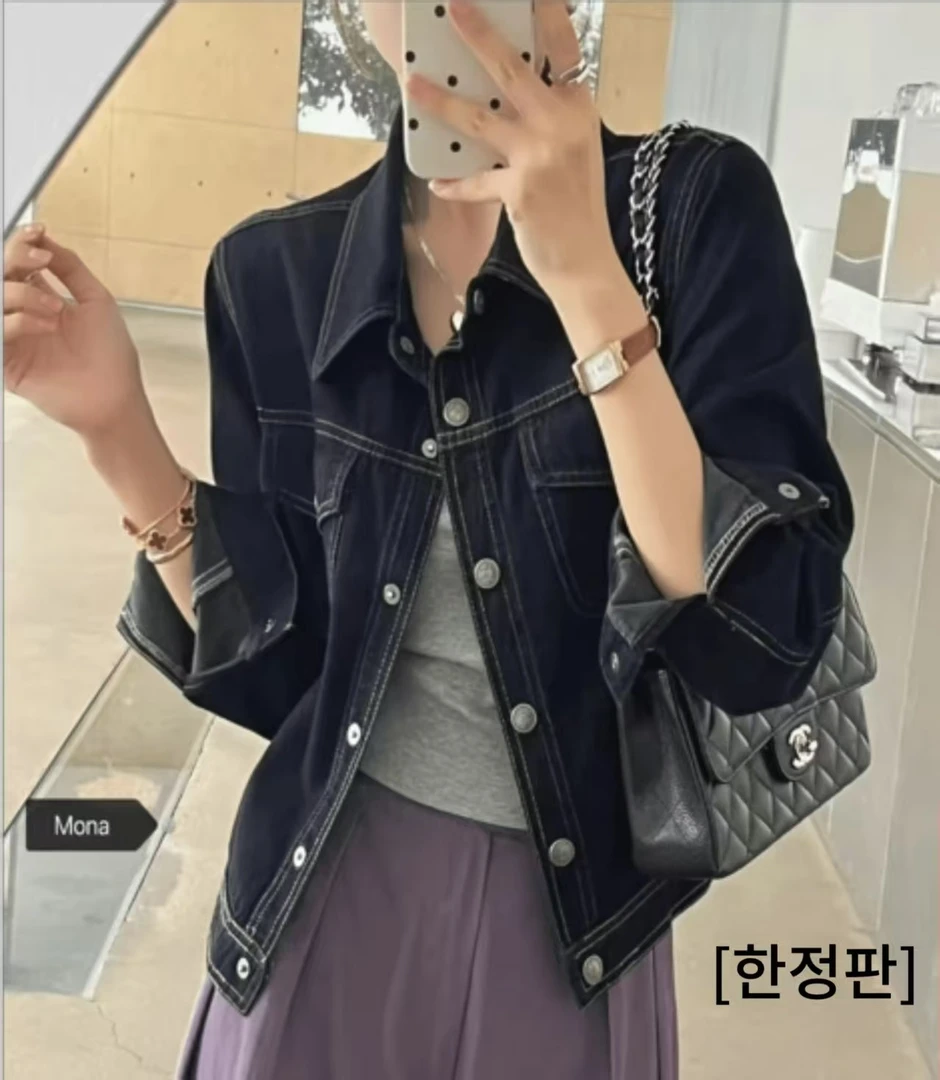 【신상품】牛仔外套女2025春季新款韩系复古百搭短款丹宁色长袖上衣