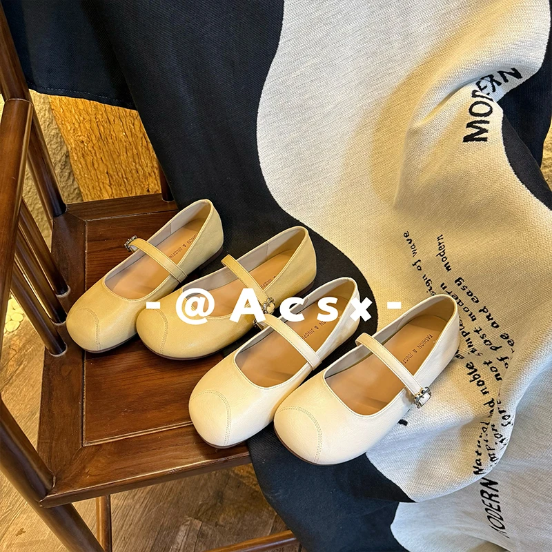 【阿茶】珍妮女士~2025夏季新款真皮软底软面懒人一脚蹬单鞋女