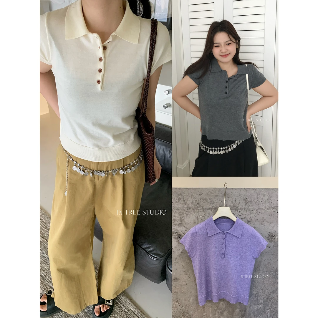 In Tree张桶桶【知识分子】正肩显瘦短袖软糯针织polo衫 ZXL01820