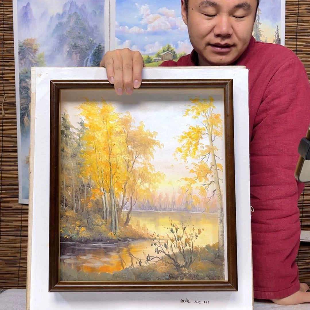 油画行路人小院绘画作品竞拍