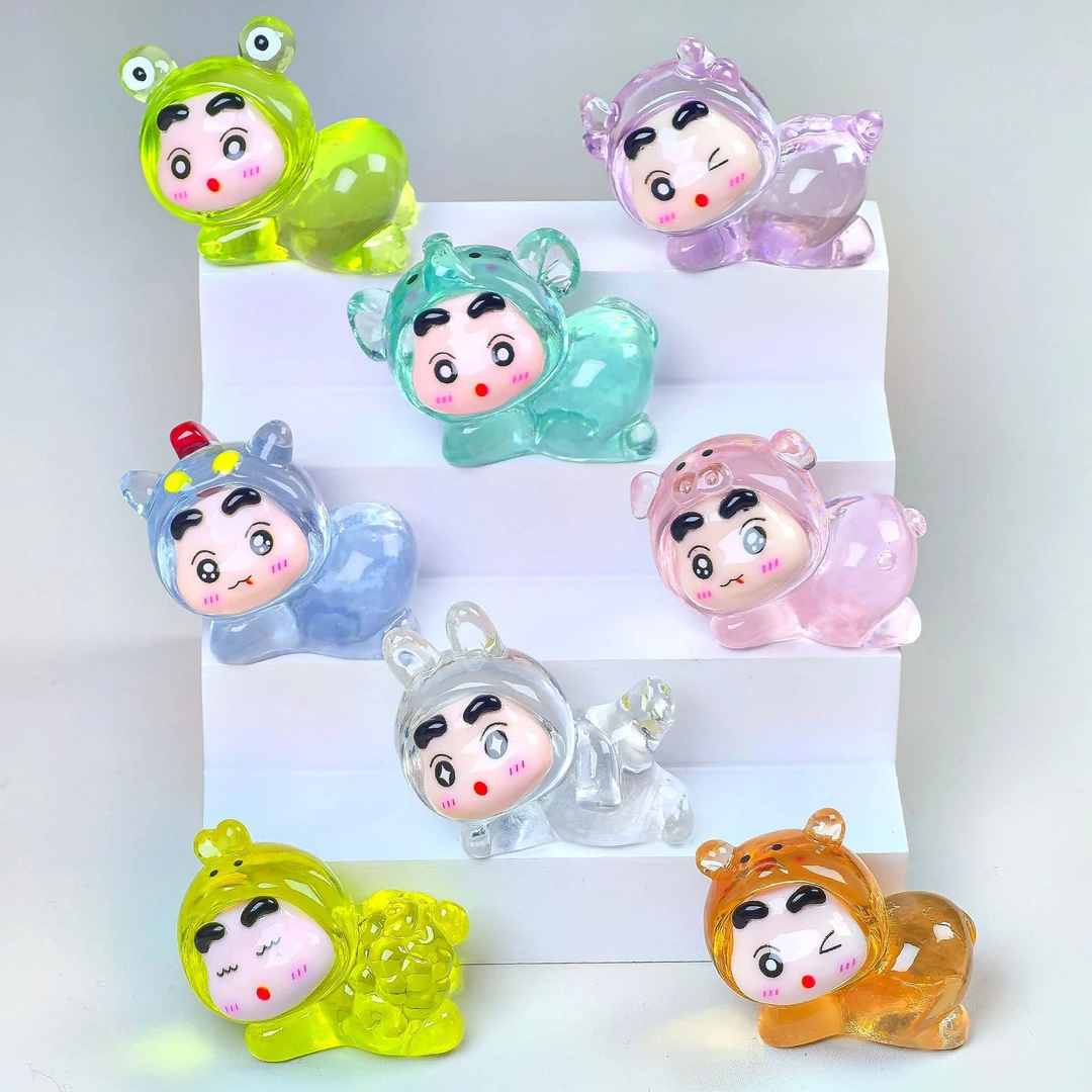 【九宫格】高透趴姿动物小新卡通DIY树脂小摆件