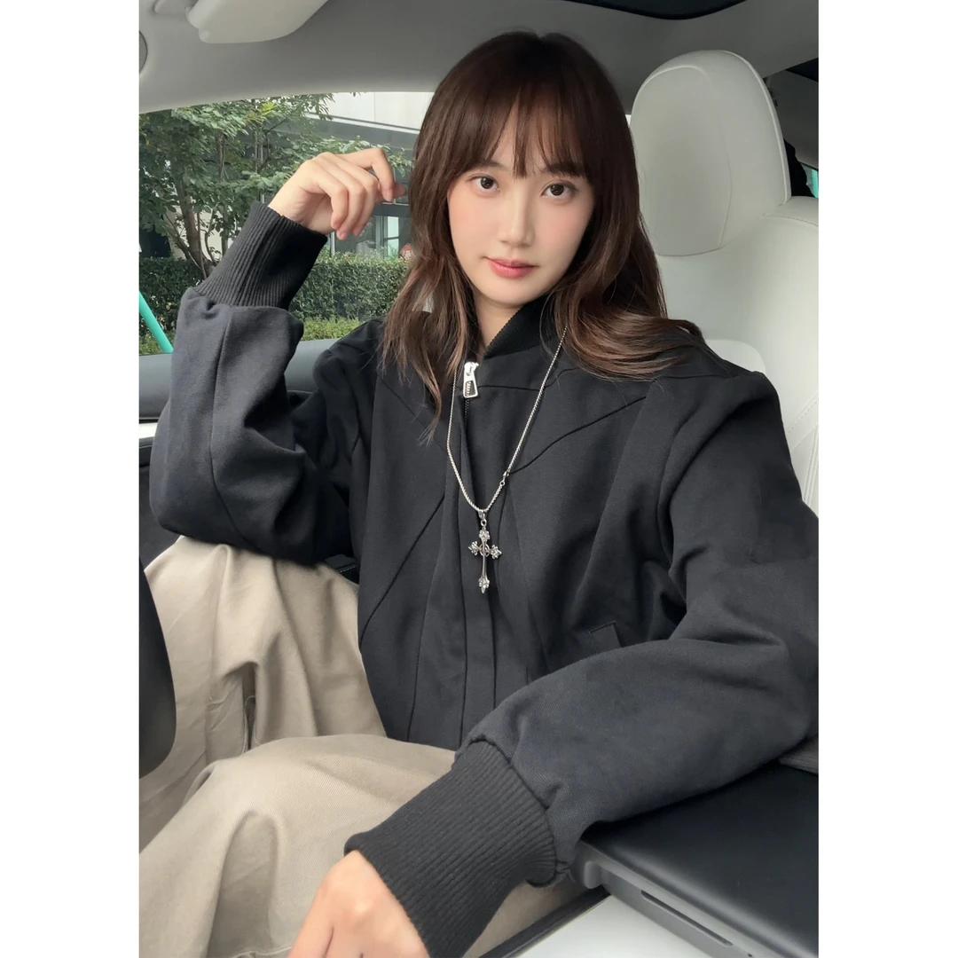 重磅水洗棉夹克外套男秋季新款美式高街cleanfit短款结构立领衣服