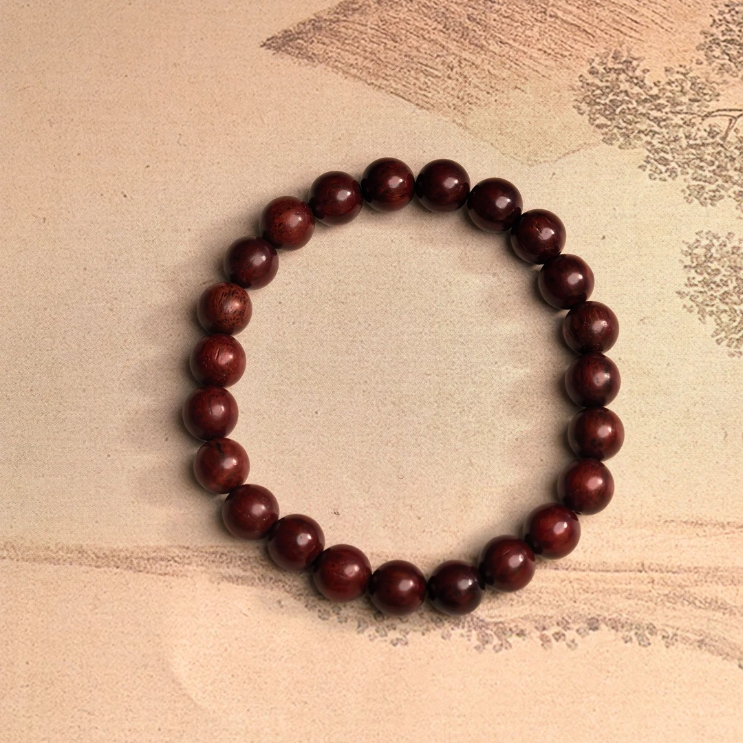 【美比】海南红降08圆珠单圈手串