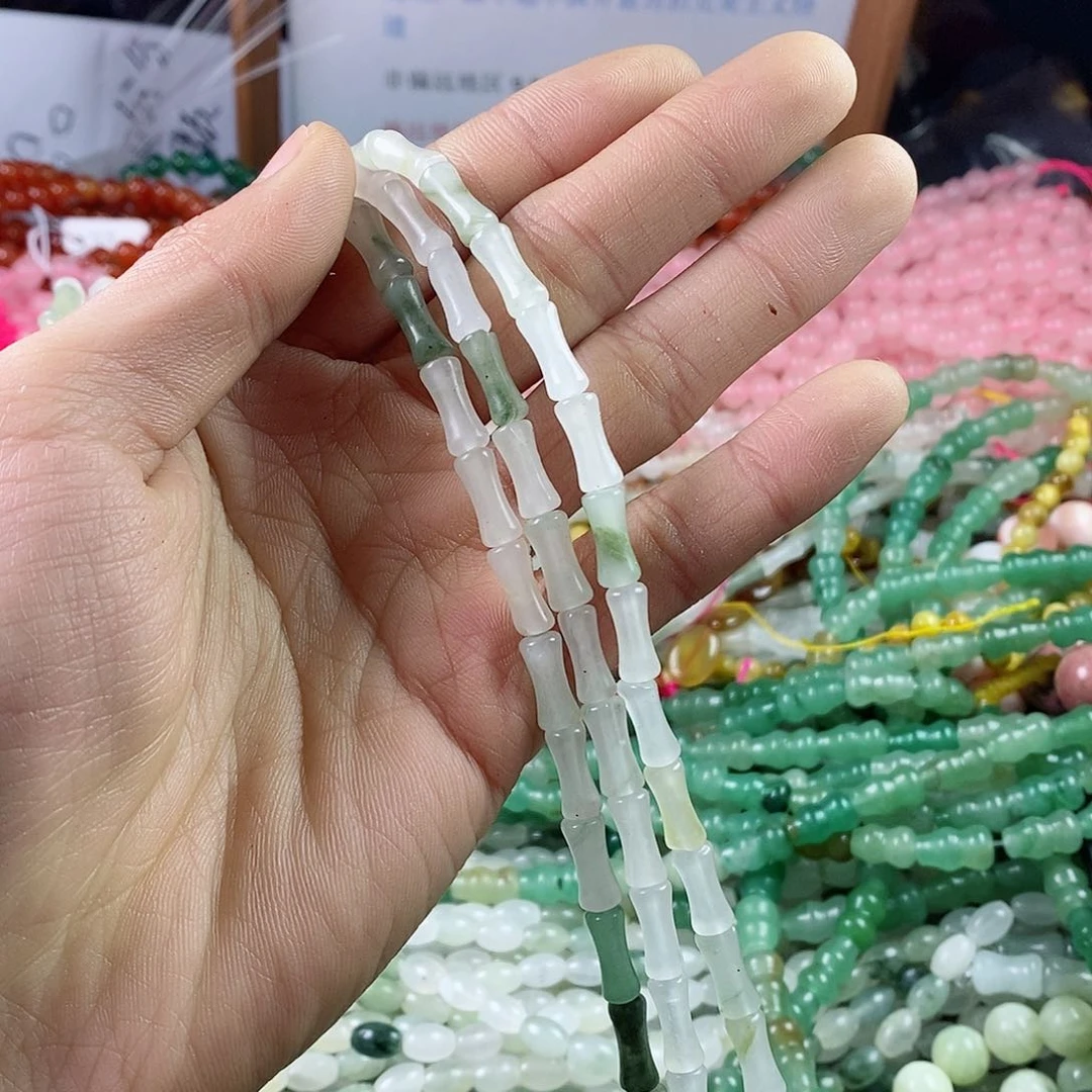 玛瑙/玉髓珠宝半成品合金一条天然5×12天山翠竹节