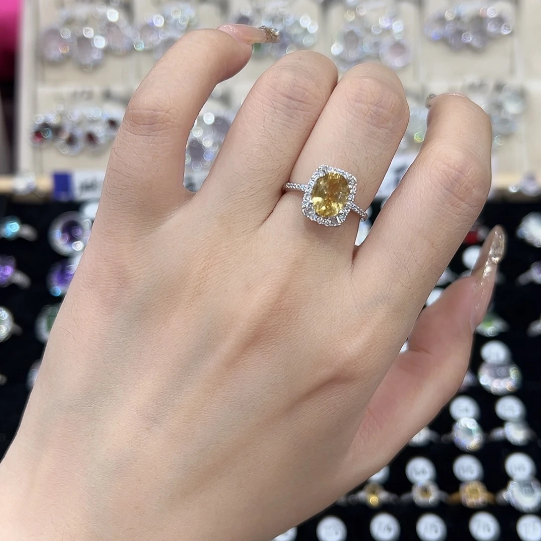 S****黄晶戒指银S925镶嵌