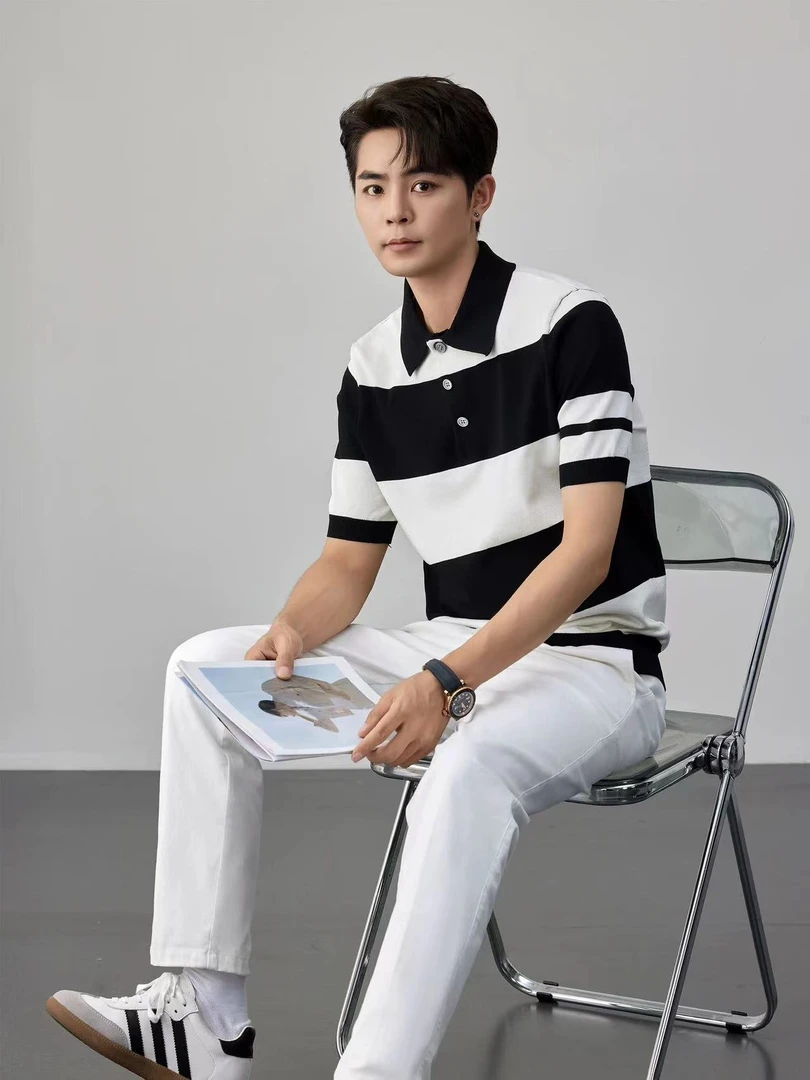 莱赛尔凉感针织衫 舒适高级感黑色短袖T恤百搭半袖33701/P2