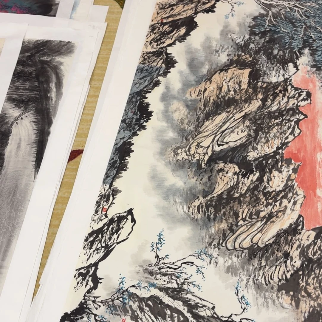 国画四尺整纸手绘制款