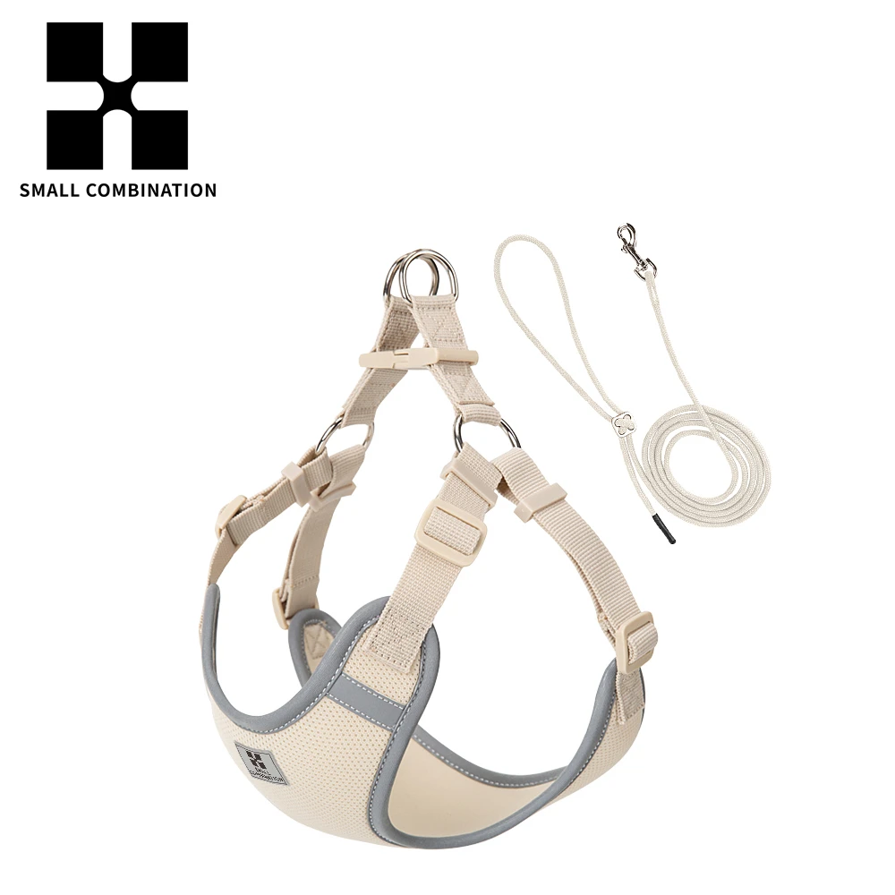 SMALL COMBINATION狗狗牵引绳中小型犬泰迪可调节夏背心式胸背带