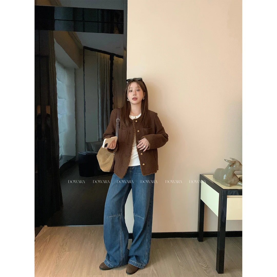 现货9954D大婉酱微胖定制美拉德短款呢子外套女秋冬时尚小香上衣