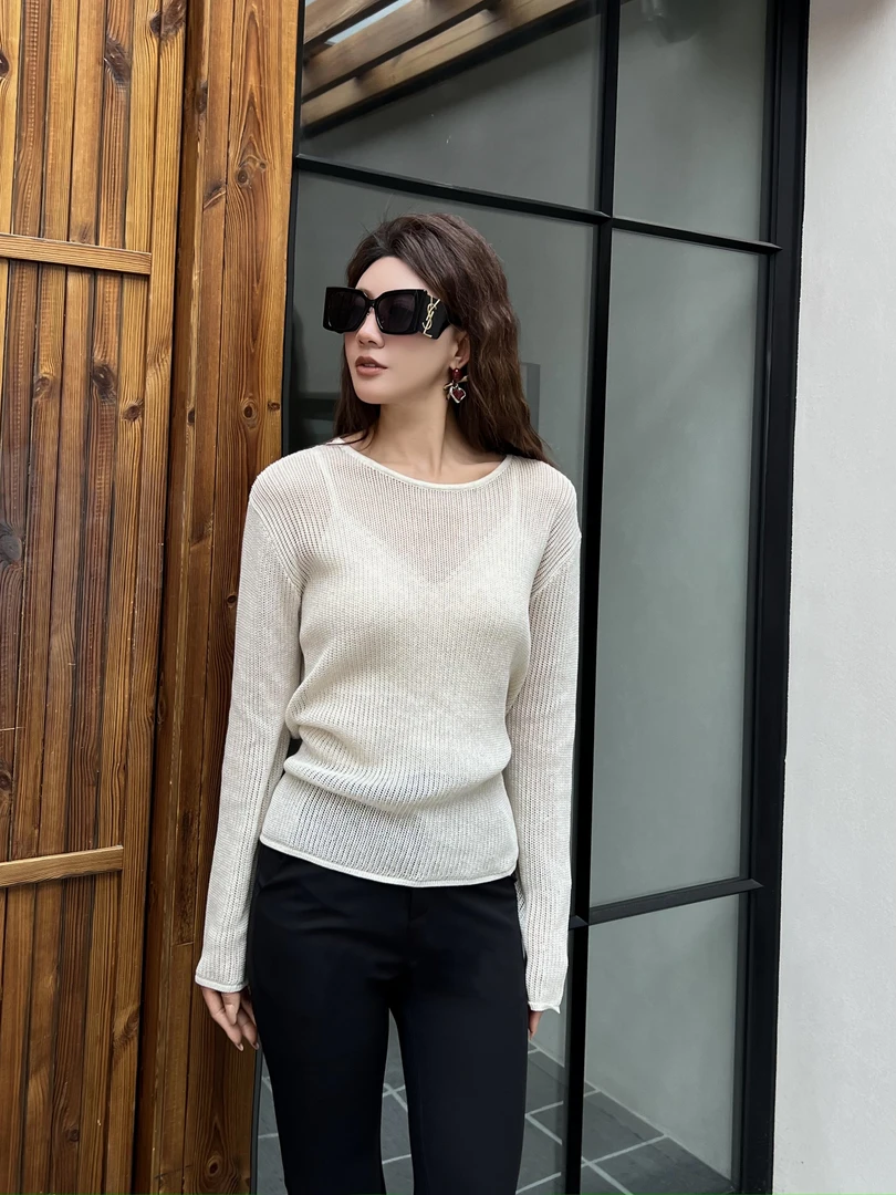 AREYiROW【炎夏之恋】亚麻镂空透气系带网衫针织上衣H14811CT252