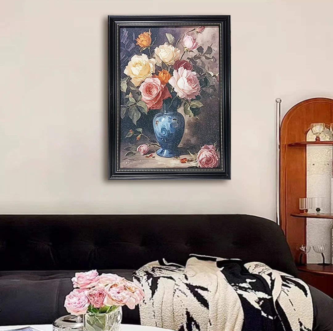 FS003轻奢法式花朵花卉装饰画复古餐厅画简约浪漫床头画