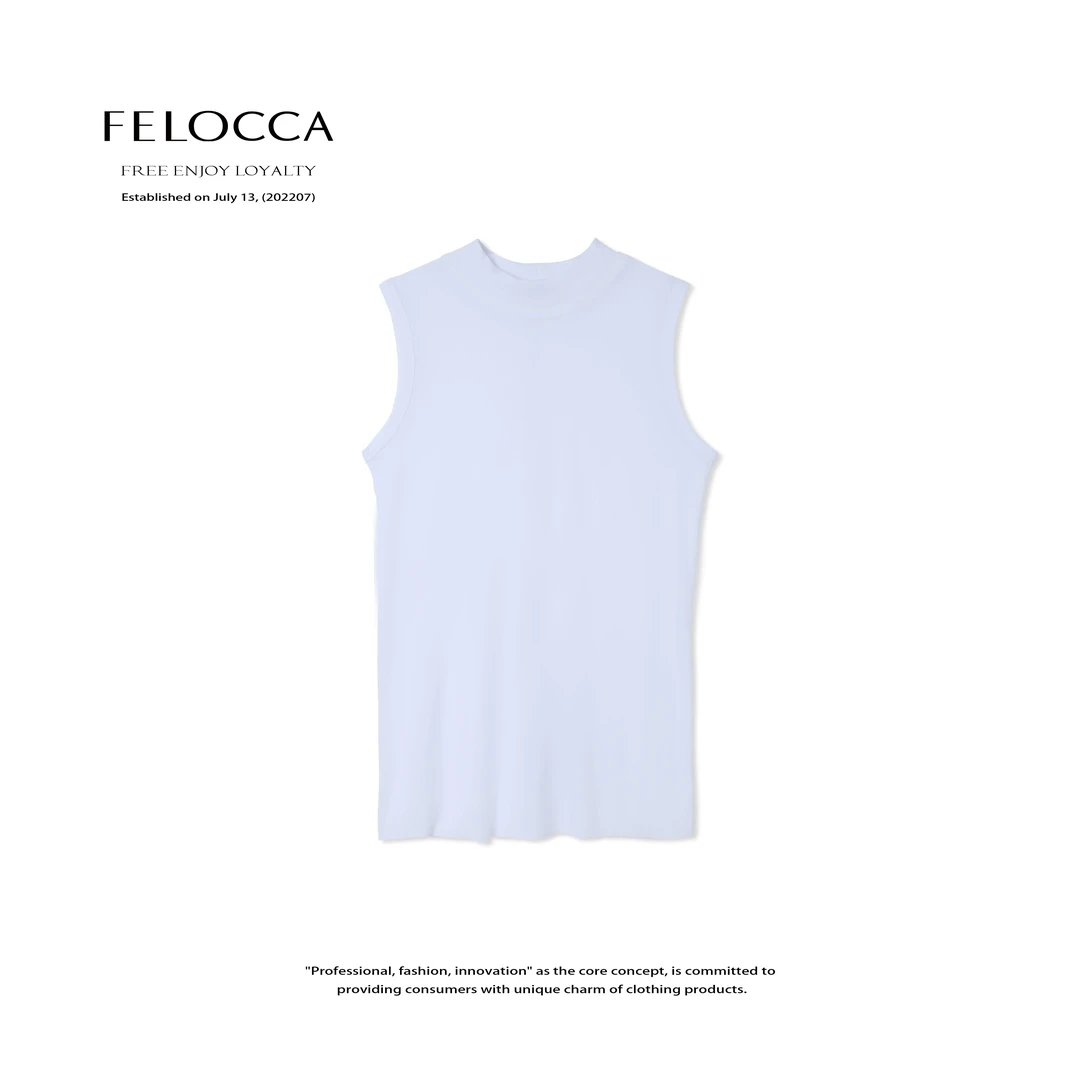 【FELOCCA】沙感干爽无袖半高领薄款显瘦打底背心25SBX263