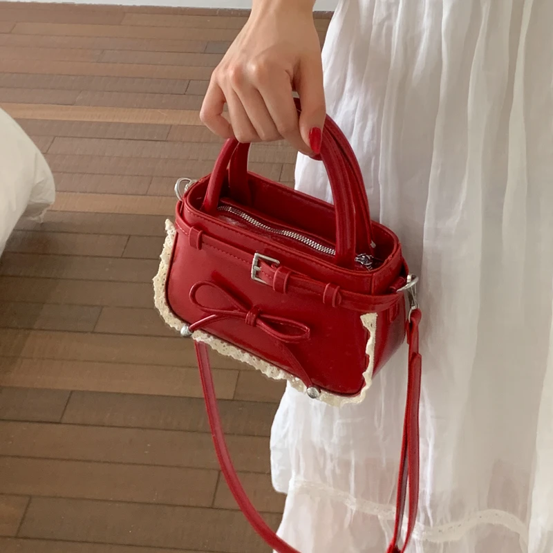 韩系小众设计手提小方包2025新款夏季纯色时尚芭蕾风单肩斜挎包