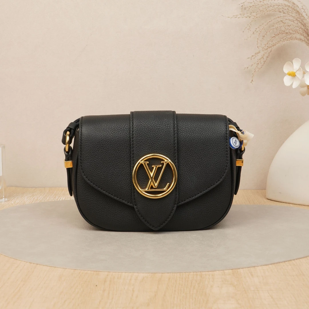 99新 LouisVuitton/路易威登 Pont9黑金中号/肩带尘袋/DS040796