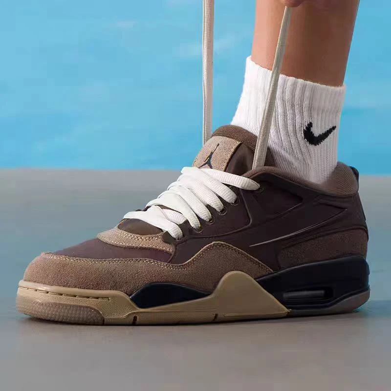 耐克男子AJ4乔丹秋冬新复古深棕低帮潮流运动休闲板鞋FQ7939022
