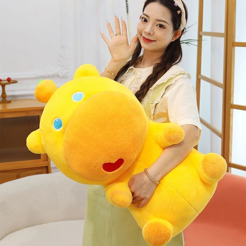 创意黄色可爱水豚噜噜公仔卡皮巴拉玩偶毛绒玩具睡觉抱枕生日礼物