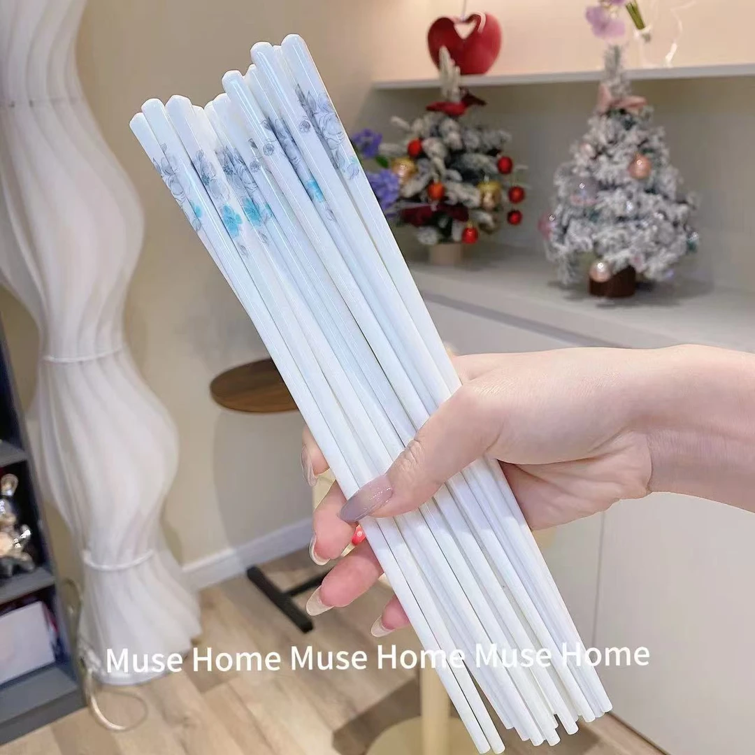 青衡柒黛陶瓷筷子防滑防潮防霉耐高温易清洗高端环保餐具10双装