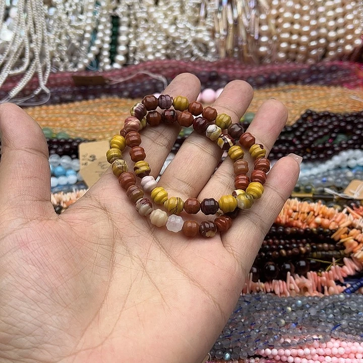 玛瑙/玉髓未镶嵌珠宝半成品2条7mm阿拉善