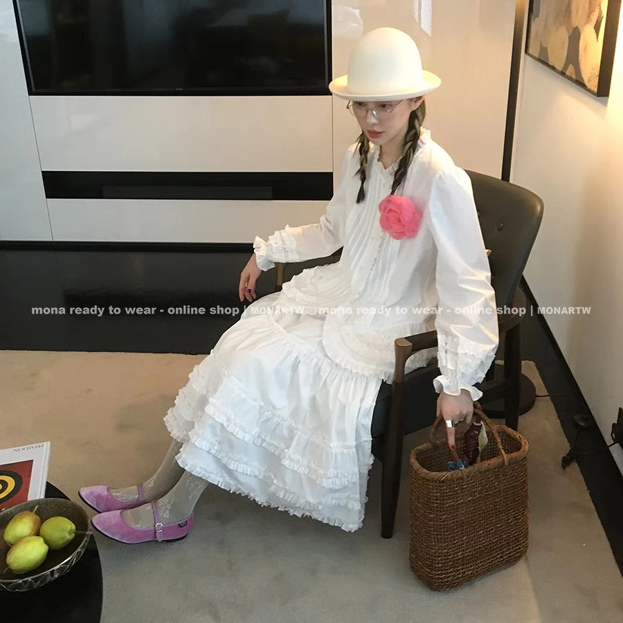 MONA 白色超仙 轻甜减龄气质小众高级衬衫中腰半裙套装女2025春季