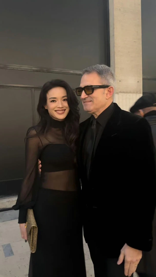 舒淇明星同款巴黎时装周黑纱长裙透视性感妩媚轻奢修身连衣裙女