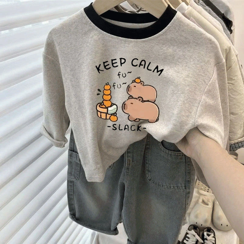 100纯棉t恤长袖儿童上衣卡通印花秋季中小童男女童宝宝打底衫T恤t