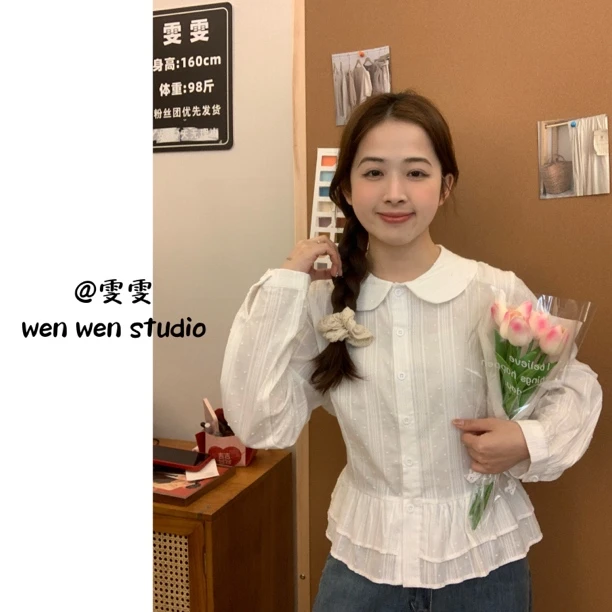 【雯雯】韩系春款绑带花边设计款小衫法式气质小众