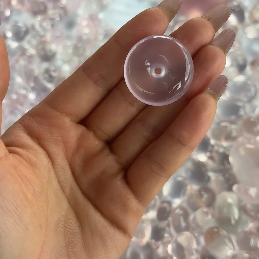 爱****水晶珠宝半成品未镶嵌天然粉水平安扣，编绳子