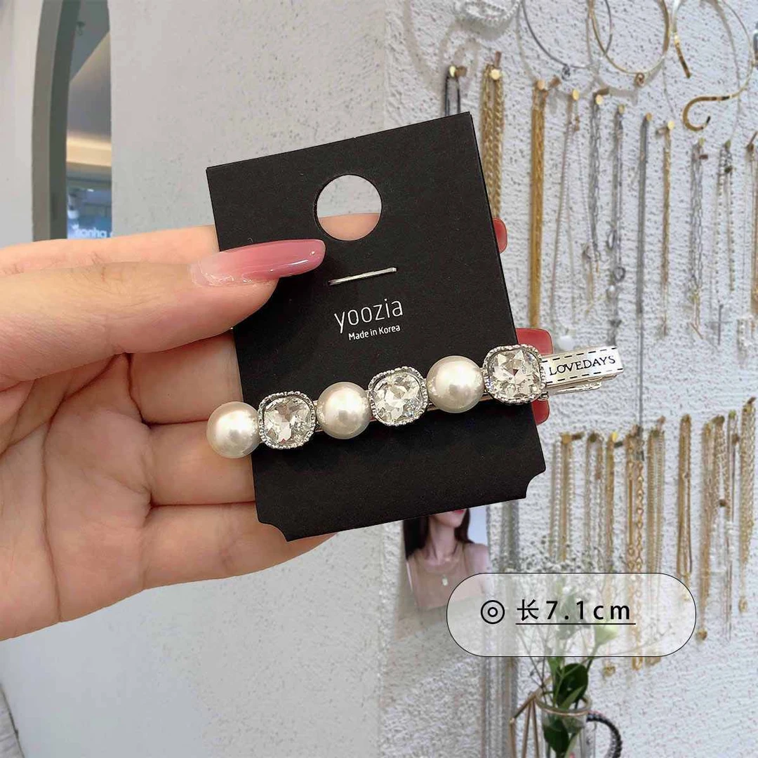 韩国头饰2023新款发饰ins风边夹小众设计气质镶钻高级感珍珠发夹