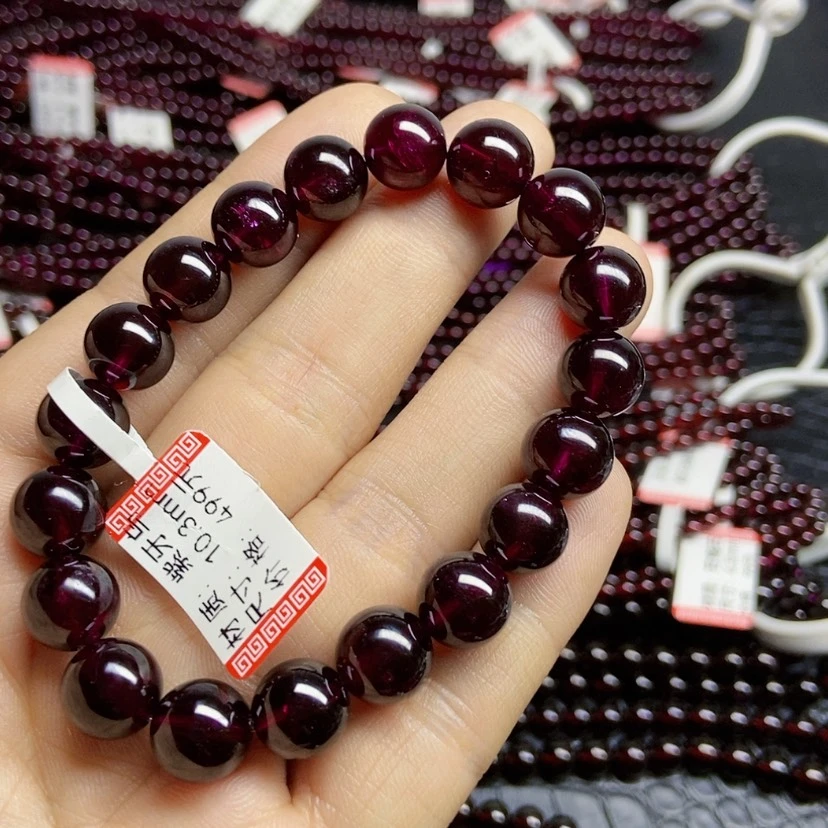 【闪购商品】石榴石（紫牙乌）手链未镶嵌10.3毫米