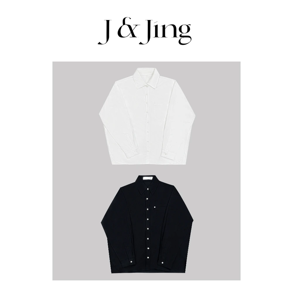 J&Jing-「会凹造型的衬衣」-秋季百搭时尚宽松大版长袖衬衣MDa3041