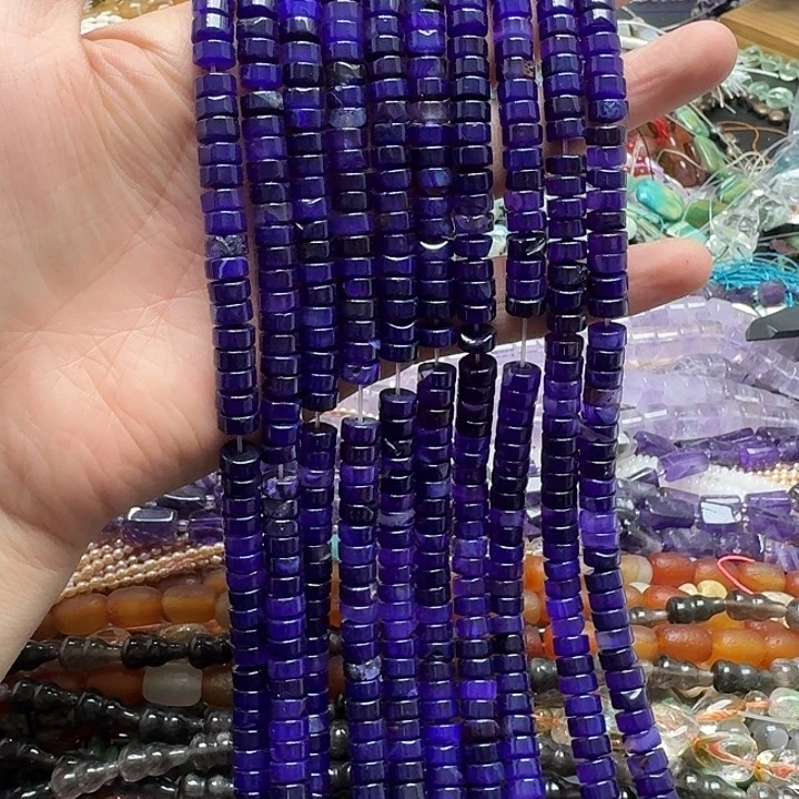 玛瑙/玉髓未镶嵌珠宝半成品一条8mm紫玛瑙剁珠
