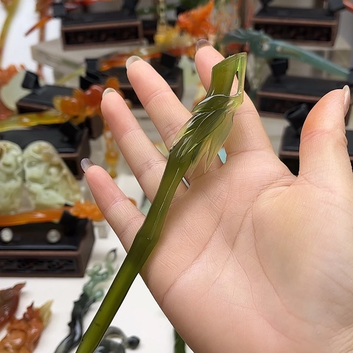 蛇纹石玉岫玉发簪未镶嵌