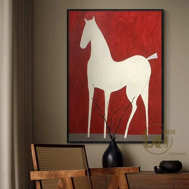 【美拉德抽象马】砂岩肌理沙发墙客厅温馨轻奢装饰挂画有质感艺术感