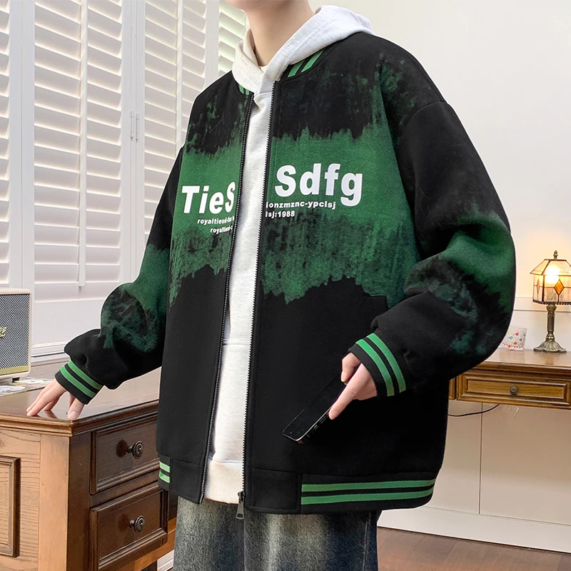 早秋新款学生青少年立领棒球服卫衣休闲数码印花爆款男外套百搭