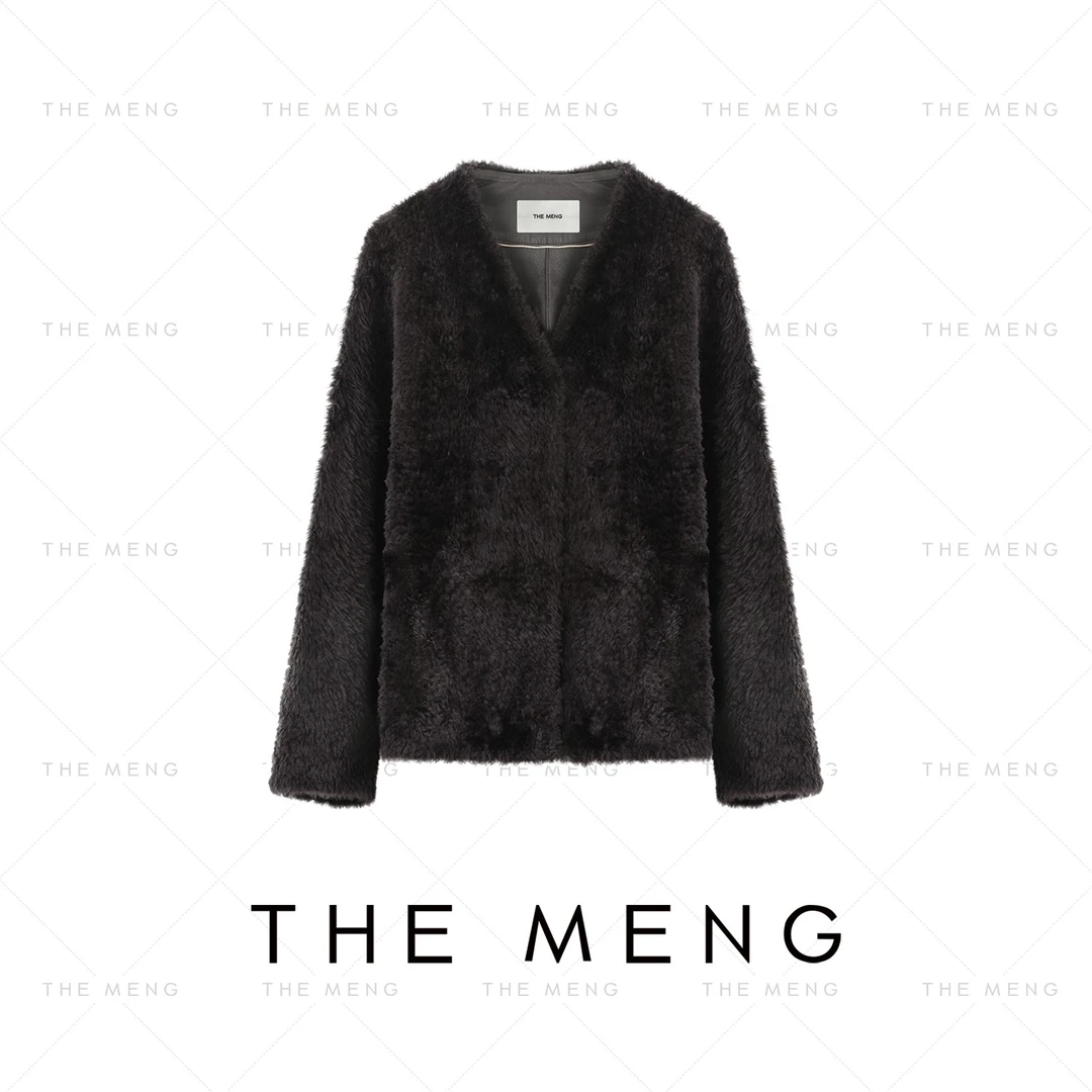 THE MENG【王妃】Lacon拉贡胎羊皮毛一体静奢皮草外套#M244M0046 LZ