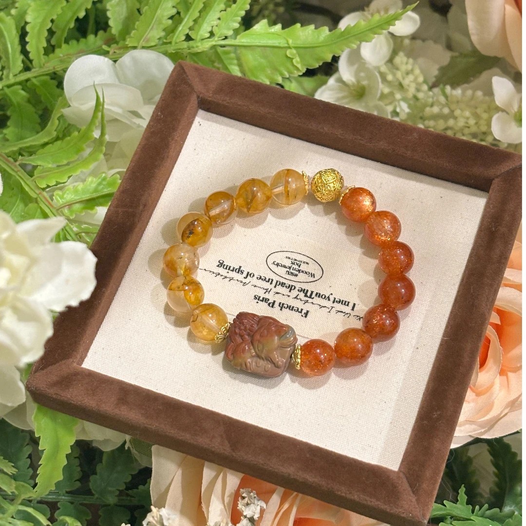 【狐娘娘】盐源小九 黄胶花 金太阳 天然水晶手串