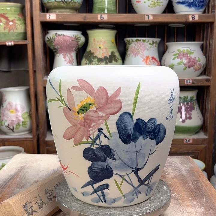 陶苹果青花荷花新款新款陶瓷陶瓷