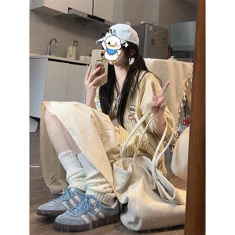 大码休闲女夏季韩版减龄宽松短袖衬衫半身裙套装