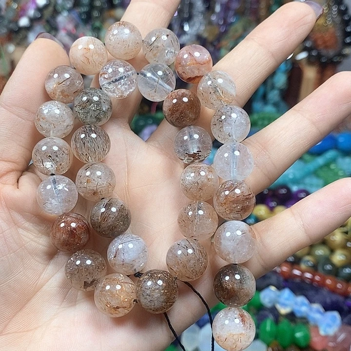 未镶嵌玛瑙/玉髓珠宝半成品天然黑金超七卡12mm