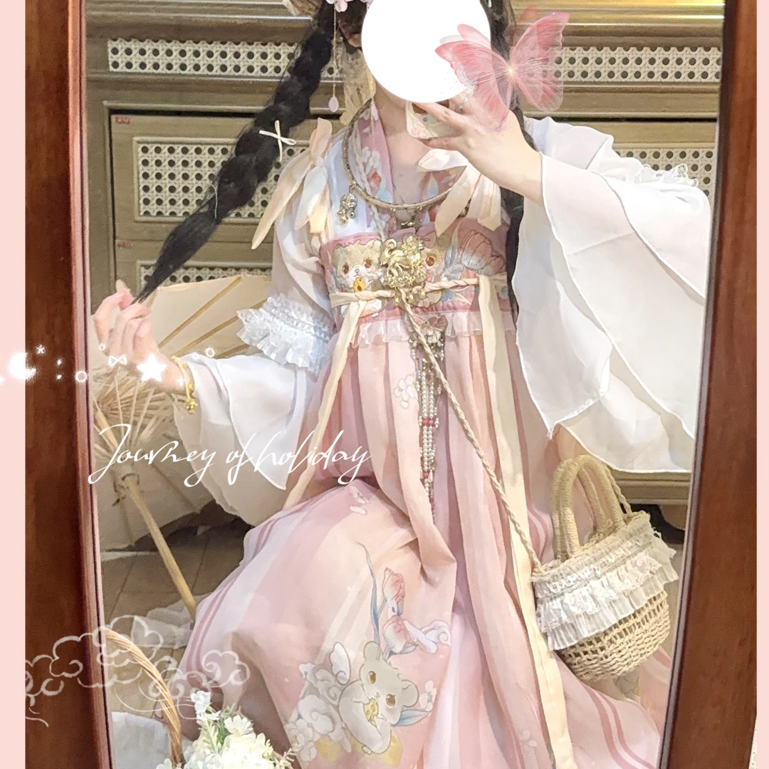 轻悦禾原创汉服【雪球】女唐制刺绣齐胸襦裙汉元素套装仙气春夏秋