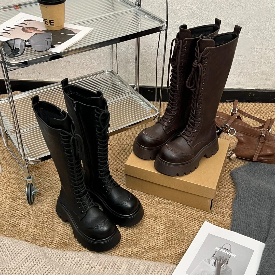 糖糖 | 绑带靴 | 2026新款韩版厚底小个子增高长靴;EDX21182