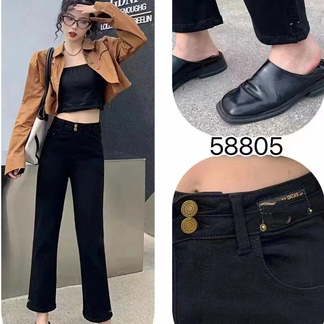 【锦衣服饰】8805（58805） 欧货时尚两粒扣纯色显瘦直筒裤