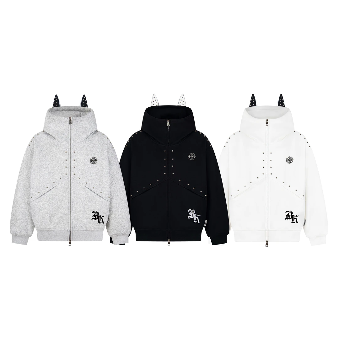 【kay.专属】美式铆钉小恶魔杜宾犬卫衣连帽男女秋冬外套文文不乖