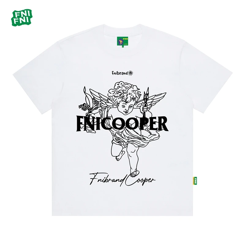 FNI绿标系列（小天使丘比特）圆领纯棉男女同款t恤美式短袖夏胶浆