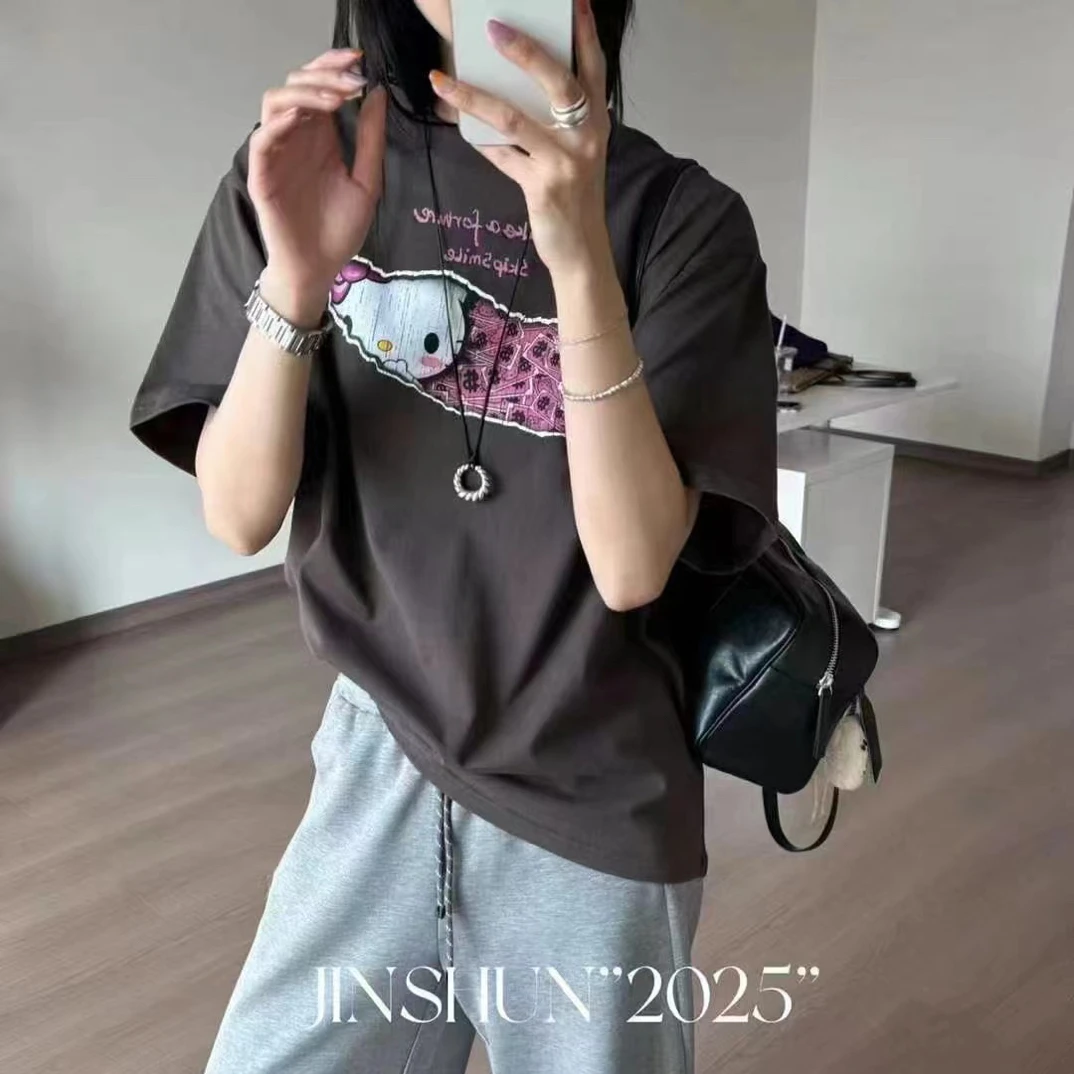 【BAI 】短袖t恤女夏季新款宽松显瘦慵懒上衣25126