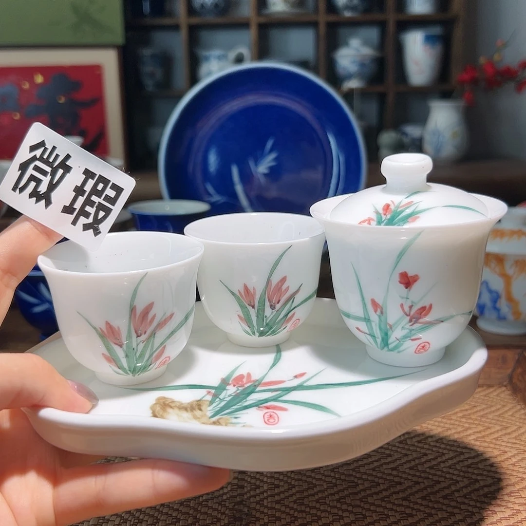 【闪购商品】微瑕 手绘 盖碗
