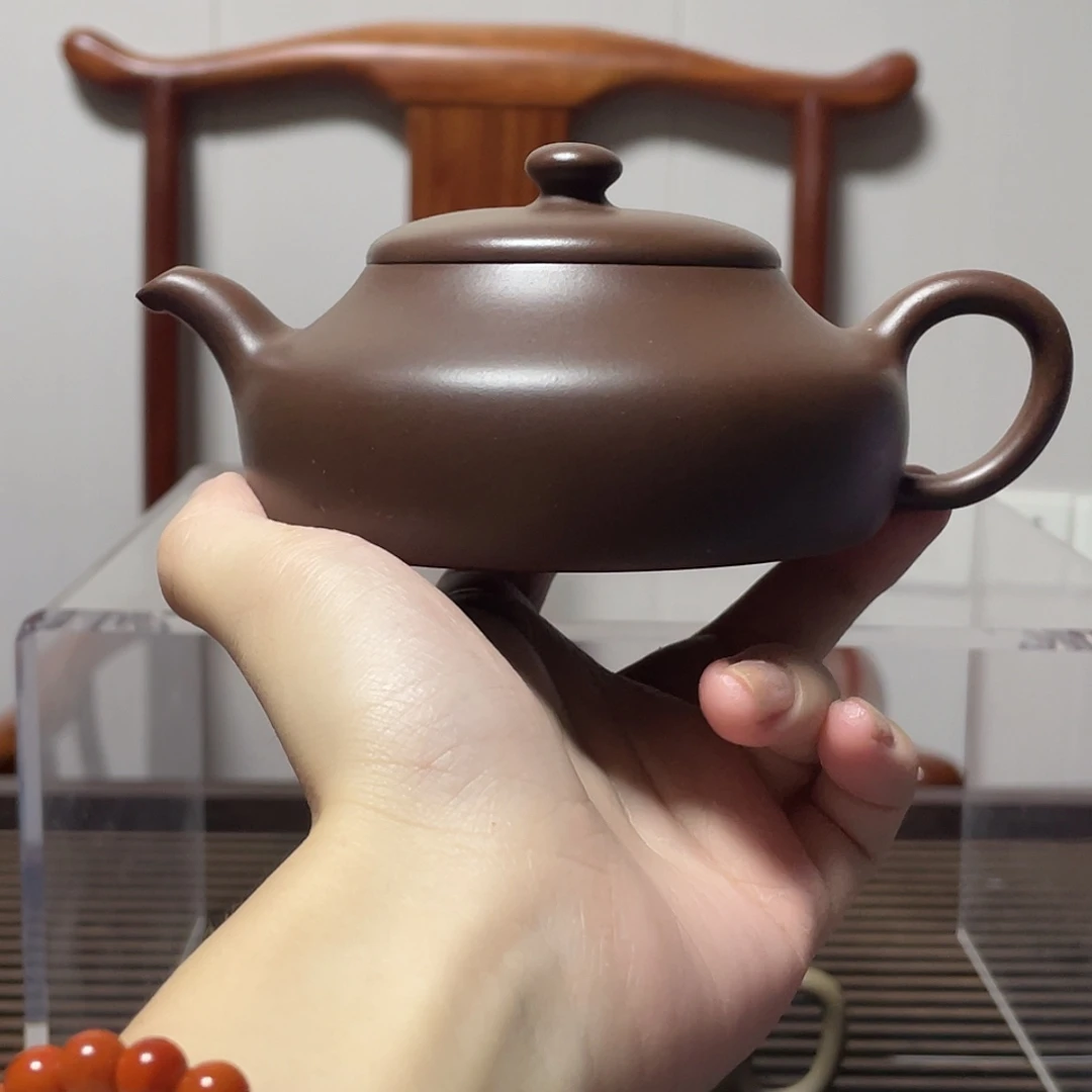 茶壶紫砂莲镜壶 老紫泥