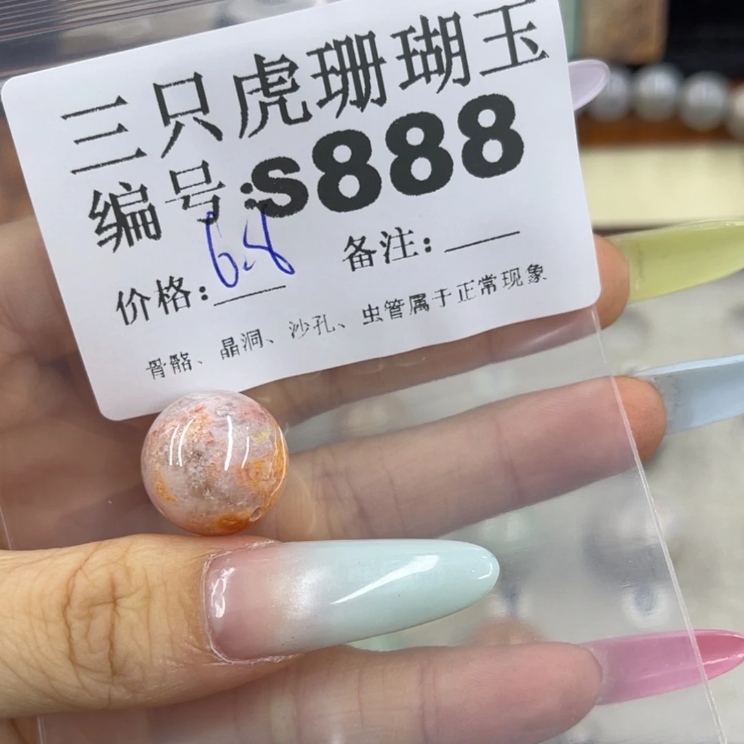 A***1硅化珊瑚（珊瑚玉）h银S925镀金镶嵌