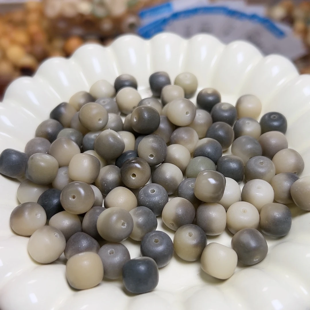 白玉菩提吊坠108颗卡11远山黛桶珠