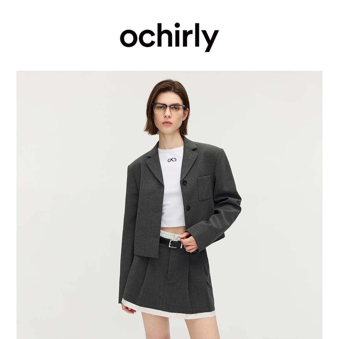 OCHIRLY欧时力 垫肩西装外套女短上衣正肩高级通勤2025秋季新品